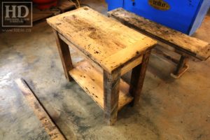 reclaimed wood console table, reclaimed wood sofa table, reclaimed wood hall table, reclaimed wood table Ontario, mennonite furniture, custom reclaimed wood furniture, solid wood furniture Ontario, cottage furniture Ontario, farmhouse table