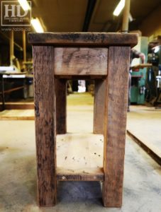 reclaimed wood console table, reclaimed wood sofa table, reclaimed wood hall table, reclaimed wood table Ontario, mennonite furniture, custom reclaimed wood furniture, solid wood furniture Ontario, cottage furniture Ontario, farmhouse table