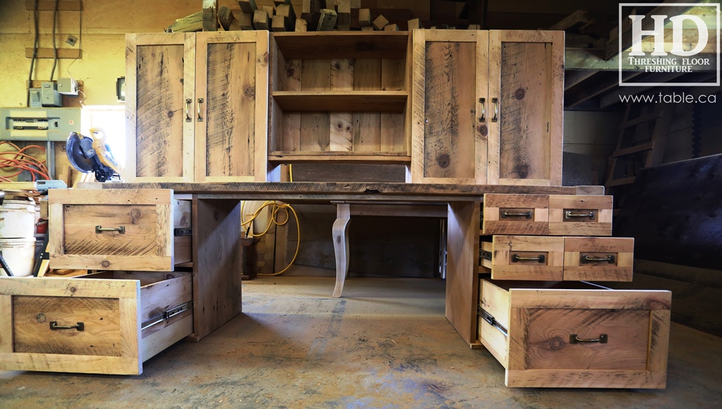 desk, desk, reclaimed wood desks, Ontario, HD Threshing Floor Furniture, Gerald Reinink, rustic. Ontario