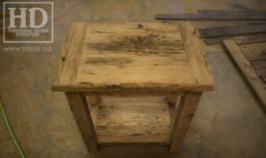 reclaimed wood end table, Ontario, reclaimed wood nightstand, unfinished reclaimed wood end table, side table, mennonite furniture, amish furniture, Gerald Reinink