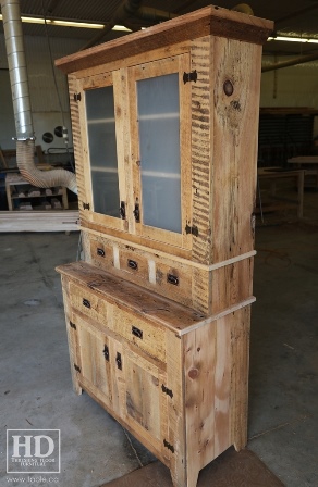 hutch, reclaimed wood hutch, Gerald Reinink, custom. lee valley, lee valley hardware, epoxy, recycled wood furniture, rustic wood hutch, Mennonite furniture 