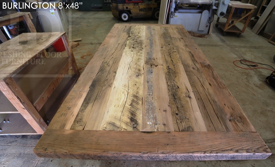 reclaimed wood table, Burlington, Ontario, Epoxy, 3 Inch top, mennonite furniture Cambridge, rustic wood table, solid wood furniture, solid wood table, cottage table, custom table Ontario