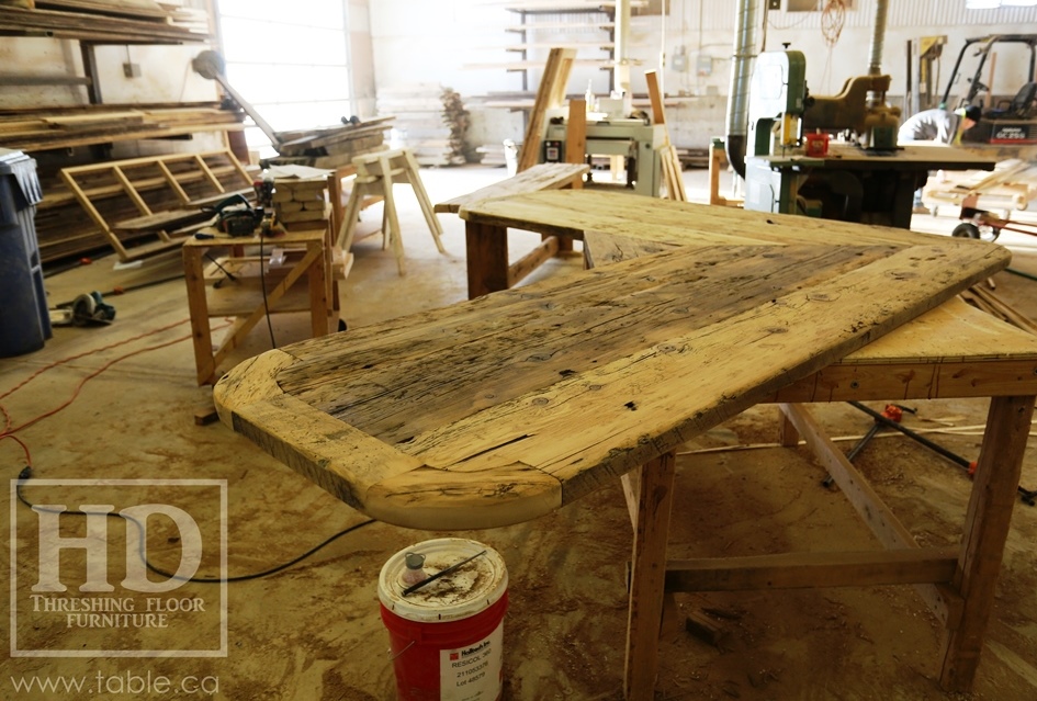 Ontario barnwood table tops, custom tops, HD Threshing Floor Furniture, rustic, distressed wood top, Gerald Reinink, mennonite furniture