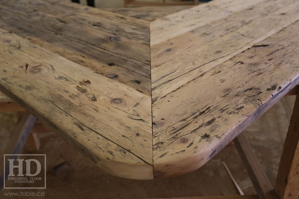 Ontario barnwood table tops, custom tops, HD Threshing Floor Furniture, rustic, distressed wood top, Gerald Reinink, mennonite furniture