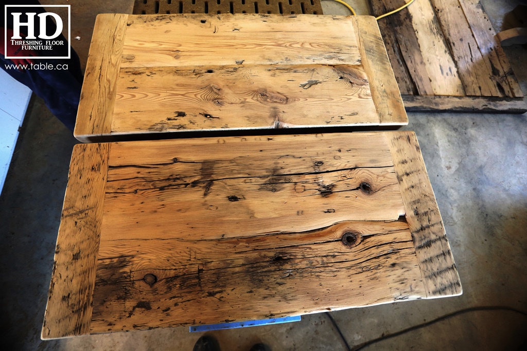 Ontario barnwood table tops, custom tops, HD Threshing Floor Furniture, rustic, distressed wood top, Gerald Reinink, mennonite furniture