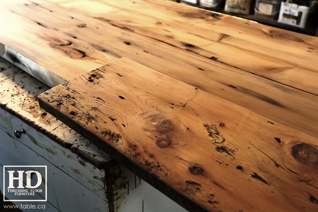 Ontario barnwood table tops, custom tops, HD Threshing Floor Furniture, rustic, distressed wood top, Gerald Reinink, mennonite furniture