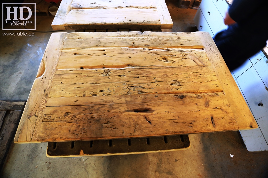 Ontario barnwood table tops, custom tops, HD Threshing Floor Furniture, rustic, distressed wood top, Gerald Reinink, mennonite furniture