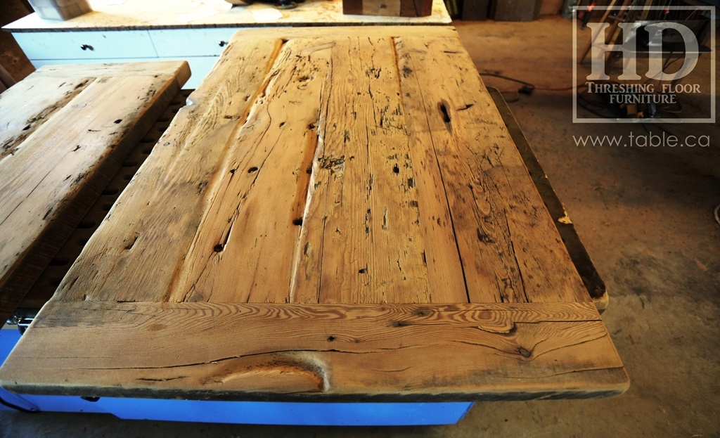 Ontario barnwood table tops, custom tops, HD Threshing Floor Furniture, rustic, distressed wood top, Gerald Reinink, mennonite furniture