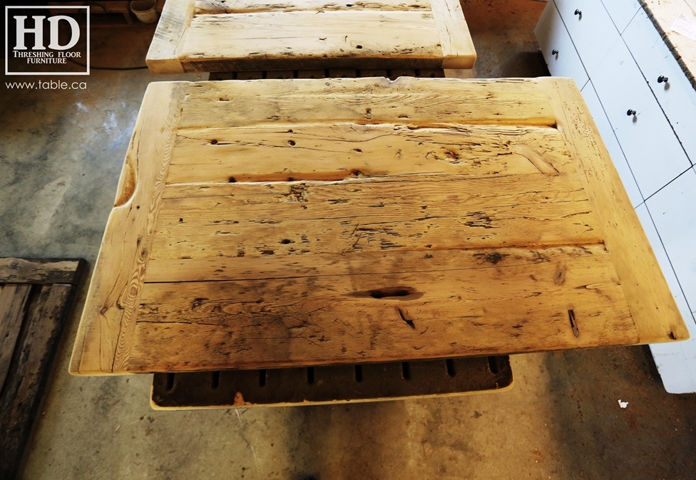 Ontario barnwood table tops, custom tops, HD Threshing Floor Furniture, rustic, distressed wood top, Gerald Reinink, mennonite furniture