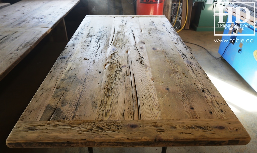 Ontario barnwood table tops, custom tops, HD Threshing Floor Furniture, rustic, distressed wood top, Gerald Reinink, mennonite furniture