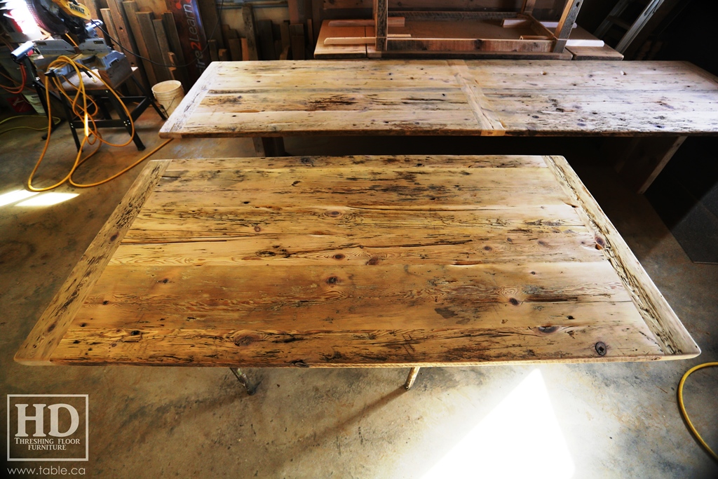 Ontario barnwood table tops, custom tops, HD Threshing Floor Furniture, rustic, distressed wood top, Gerald Reinink, mennonite furniture