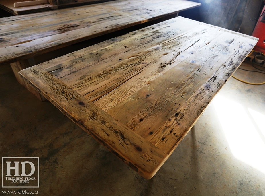 Ontario barnwood table tops, custom tops, HD Threshing Floor Furniture, rustic, distressed wood top, Gerald Reinink, mennonite furniture