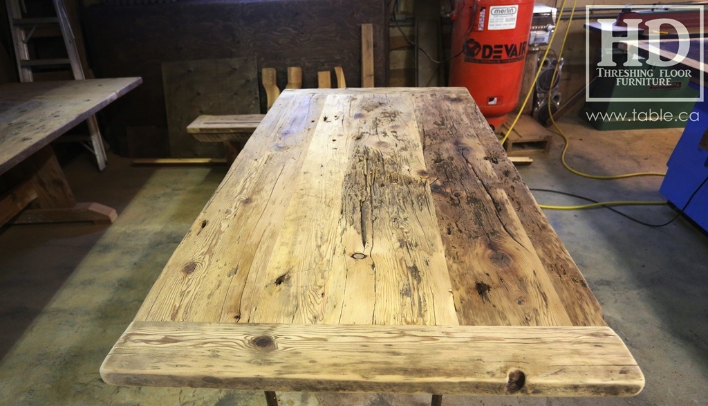 Ontario barnwood table tops, custom tops, HD Threshing Floor Furniture, rustic, distressed wood top, Gerald Reinink, mennonite furniture