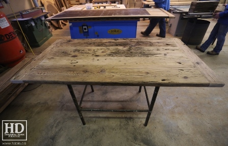 Ontario barnwood table tops, custom tops, HD Threshing Floor Furniture, rustic, distressed wood top, Gerald Reinink, mennonite furniture