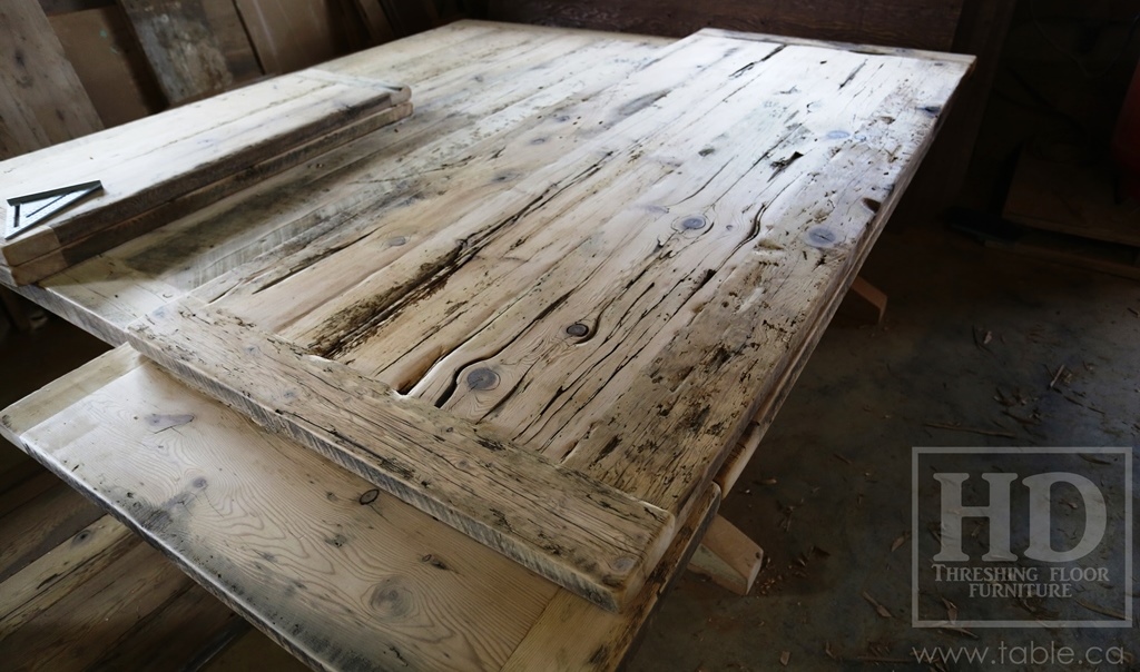 Ontario barnwood table tops, custom tops, HD Threshing Floor Furniture, rustic, distressed wood top, Gerald Reinink, mennonite furniture