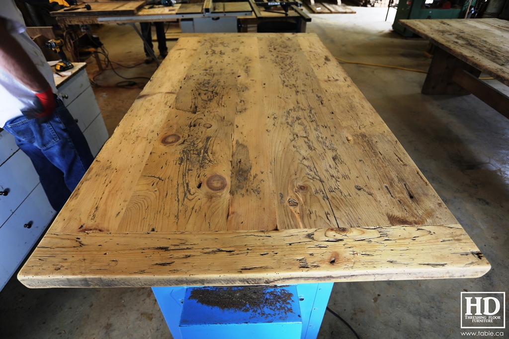 Ontario barnwood table tops, custom tops, HD Threshing Floor Furniture, rustic, distressed wood top, Gerald Reinink, mennonite furniture