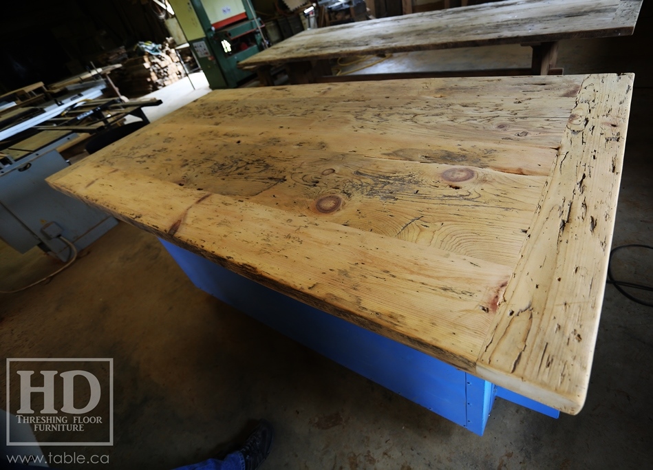 Ontario barnwood table tops, custom tops, HD Threshing Floor Furniture, rustic, distressed wood top, Gerald Reinink, mennonite furniture