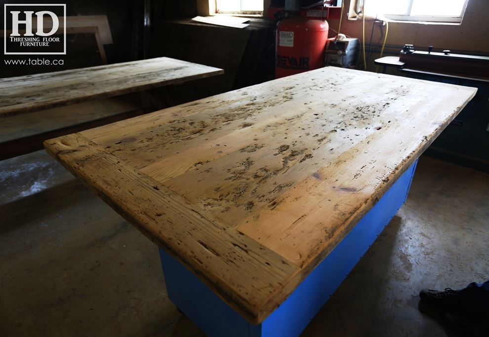 Ontario barnwood table tops, custom tops, HD Threshing Floor Furniture, rustic, distressed wood top, Gerald Reinink, mennonite furniture