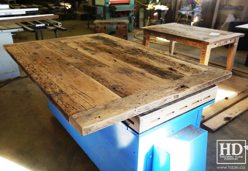 Ontario barnwood table tops, custom tops, HD Threshing Floor Furniture, rustic, distressed wood top, Gerald Reinink, mennonite furniture