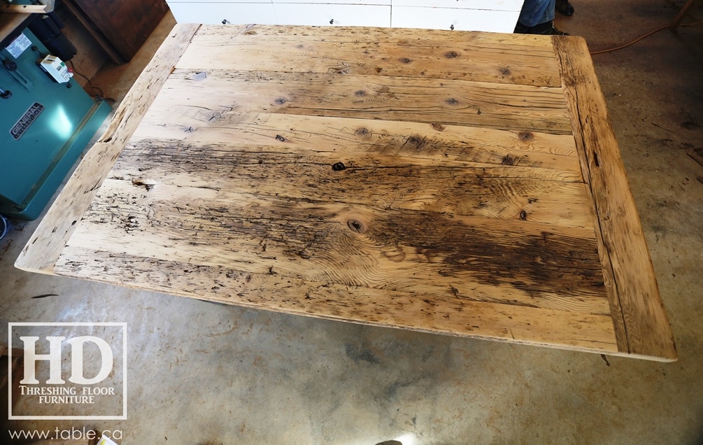 Ontario barnwood table tops, custom tops, HD Threshing Floor Furniture, rustic, distressed wood top, Gerald Reinink, mennonite furniture