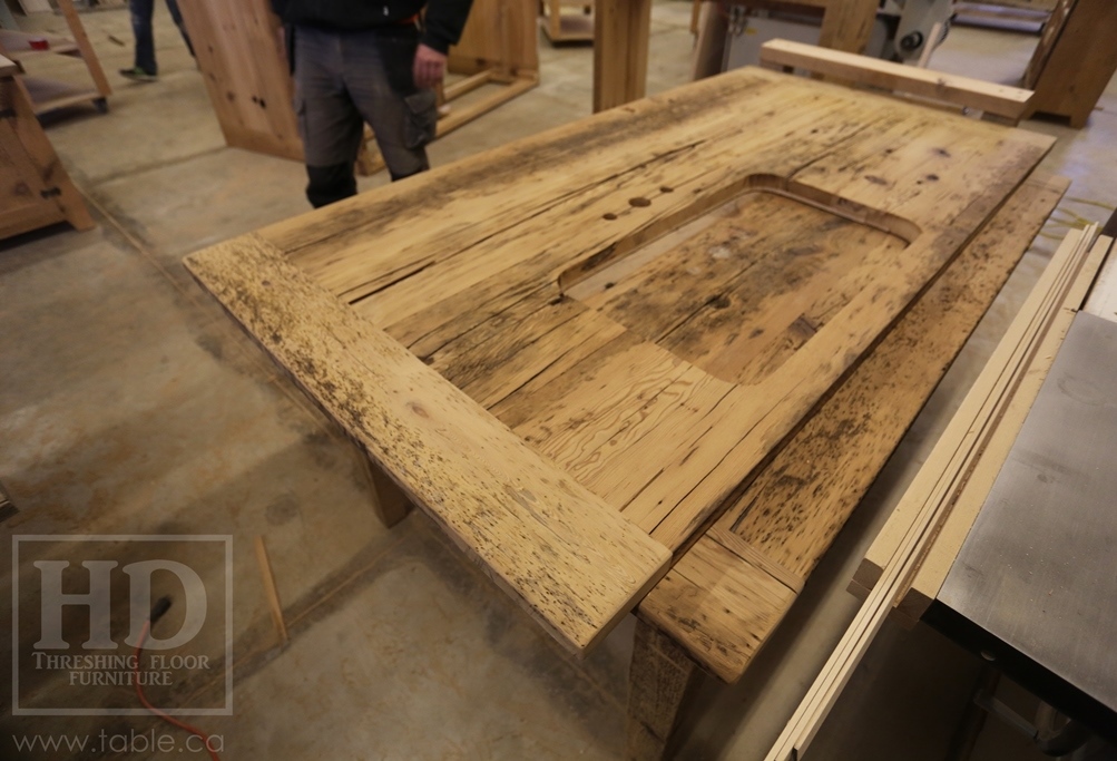 Ontario barnwood table tops, custom tops, HD Threshing Floor Furniture, rustic, distressed wood top, Gerald Reinink, mennonite furniture