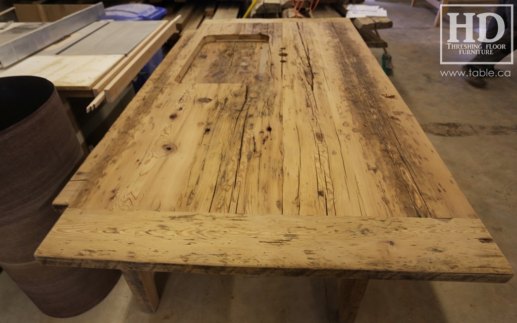 Ontario barnwood table tops, custom tops, HD Threshing Floor Furniture, rustic, distressed wood top, Gerald Reinink, mennonite furniture