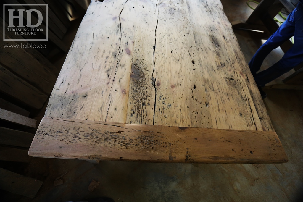 reclaimed wood top, rustic wood furniture, reclaimed wood furniture Ontario, Mennonite furniture, solid wood furniture, custom distressed wood furniture, HD Threshing, Gerald Reinink, hemlock, pine, recycled wood furniture