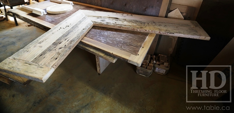 reclaimed wood top, rustic wood furniture, reclaimed wood furniture Ontario, Mennonite furniture, solid wood furniture, custom distressed wood furniture, HD Threshing, Gerald Reinink, hemlock, pine