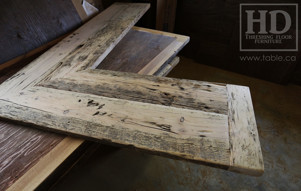 reclaimed wood top, rustic wood furniture, reclaimed wood furniture Ontario, Mennonite furniture, solid wood furniture, custom distressed wood furniture, HD Threshing, Gerald Reinink, hemlock, pine