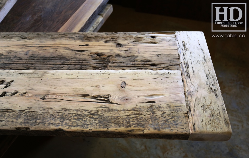 reclaimed wood top, rustic wood furniture, reclaimed wood furniture Ontario, Mennonite furniture, solid wood furniture, custom distressed wood furniture, HD Threshing, Gerald Reinink, hemlock, pine