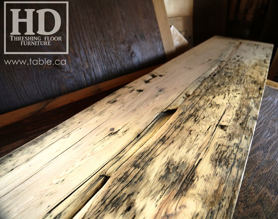 reclaimed wood top, rustic wood furniture, reclaimed wood furniture Ontario, Mennonite furniture, solid wood furniture, custom distressed wood furniture, HD Threshing, Gerald Reinink, hemlock, pine