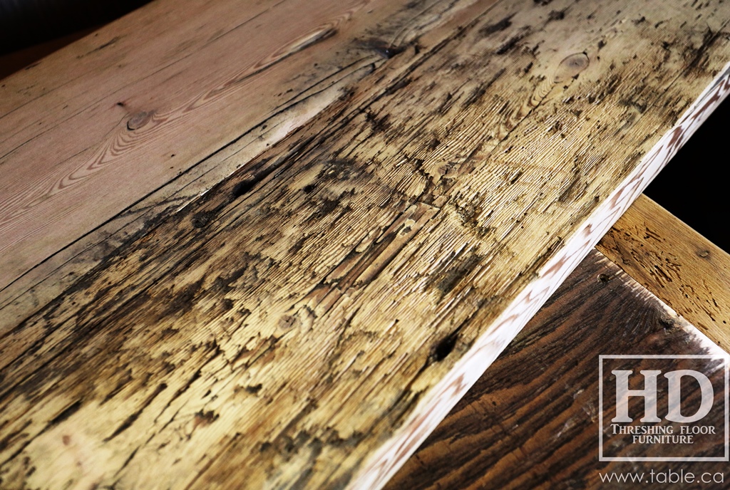 reclaimed wood top, rustic wood furniture, reclaimed wood furniture Ontario, Mennonite furniture, solid wood furniture, custom distressed wood furniture, HD Threshing, Gerald Reinink, hemlock, pine