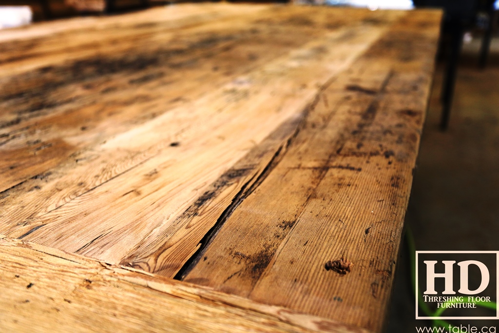 reclaimed wood top, rustic wood furniture, reclaimed wood furniture Ontario, Mennonite furniture, solid wood furniture, custom distressed wood furniture, HD Threshing, Gerald Reinink, hemlock, pine