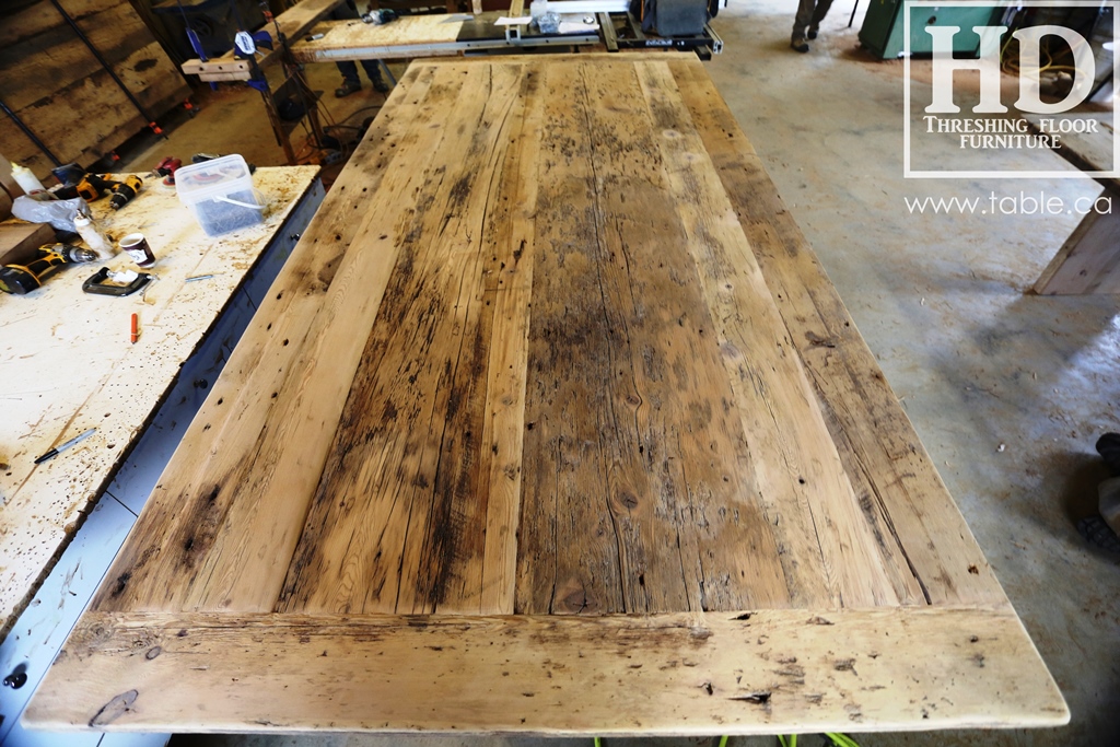 reclaimed wood top, rustic wood furniture, reclaimed wood furniture Ontario, Mennonite furniture, solid wood furniture, custom distressed wood furniture, HD Threshing, Gerald Reinink, hemlock, pine