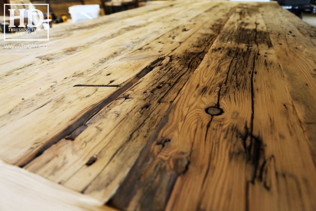 reclaimed wood top, rustic wood furniture, reclaimed wood furniture Ontario, Mennonite furniture, solid wood furniture, custom distressed wood furniture, HD Threshing, Gerald Reinink, hemlock, pine