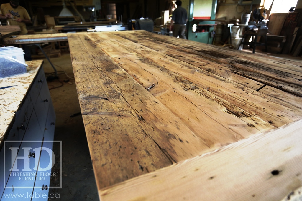 reclaimed wood top, rustic wood furniture, reclaimed wood furniture Ontario, Mennonite furniture, solid wood furniture, custom distressed wood furniture, HD Threshing, Gerald Reinink, hemlock, pine