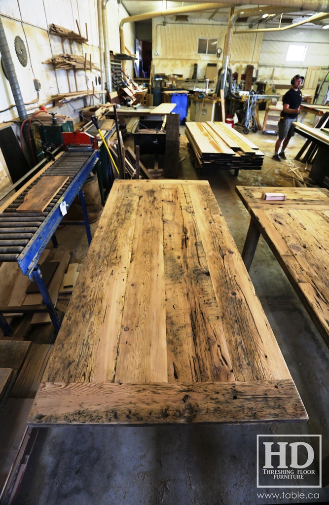 reclaimed wood top, rustic wood furniture, reclaimed wood furniture Ontario, Mennonite furniture, solid wood furniture, custom distressed wood furniture, HD Threshing, Gerald Reinink, hemlock, pine, recycled wood furniture