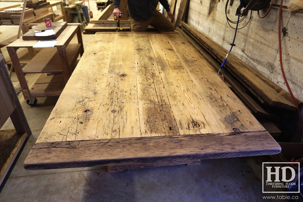 reclaimed wood top, rustic wood furniture, reclaimed wood furniture Ontario, Mennonite furniture, solid wood furniture, custom distressed wood furniture, HD Threshing, Gerald Reinink, hemlock, pine, recycled wood furniture