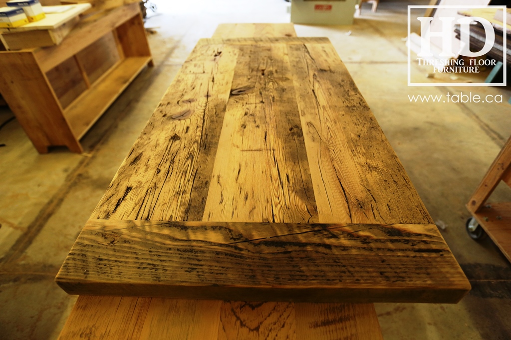 reclaimed wood top, rustic wood furniture, reclaimed wood furniture Ontario, Mennonite furniture, solid wood furniture, custom distressed wood furniture, HD Threshing, Gerald Reinink, hemlock, pine, recycled wood furniture