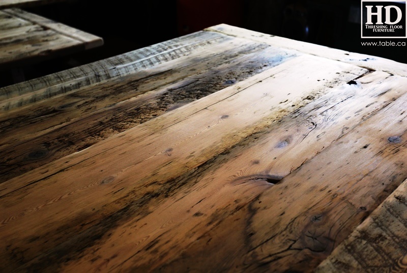 reclaimed wood top, rustic wood furniture, reclaimed wood furniture Ontario, Mennonite furniture, solid wood furniture, custom distressed wood furniture, HD Threshing, Gerald Reinink, hemlock, pine