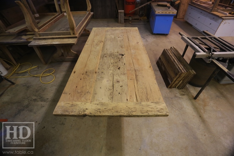 reclaimed wood top, rustic wood furniture, reclaimed wood furniture Ontario, Mennonite furniture, solid wood furniture, custom distressed wood furniture, HD Threshing, Gerald Reinink, hemlock, pine, recycled wood furniture