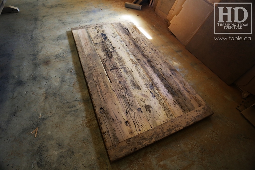 reclaimed wood top, rustic wood furniture, reclaimed wood furniture Ontario, Mennonite furniture, solid wood furniture, custom distressed wood furniture, HD Threshing, Gerald Reinink, hemlock, pine, recycled wood furniture