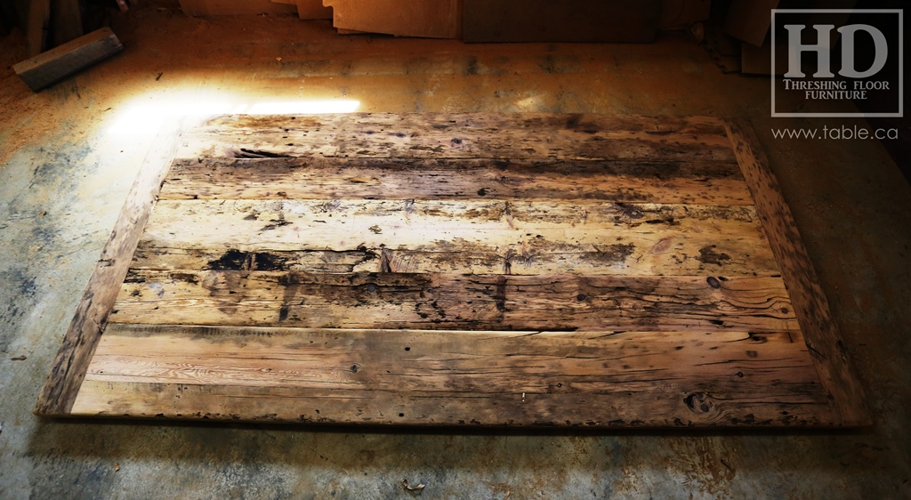 reclaimed wood top, rustic wood furniture, reclaimed wood furniture Ontario, Mennonite furniture, solid wood furniture, custom distressed wood furniture, HD Threshing, Gerald Reinink, hemlock, pine, recycled wood furniture