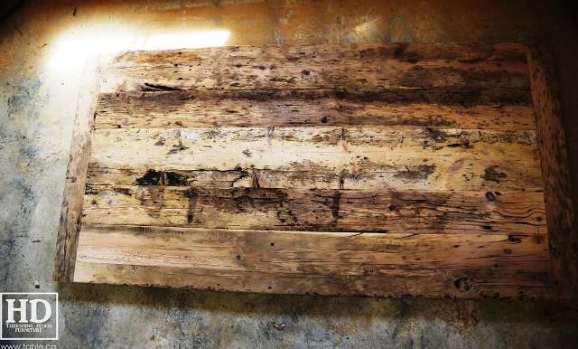 reclaimed wood top, rustic wood furniture, reclaimed wood furniture Ontario, Mennonite furniture, solid wood furniture, custom distressed wood furniture, HD Threshing, Gerald Reinink, hemlock, pine, recycled wood furniture