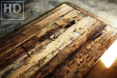 reclaimed wood top, rustic wood furniture, reclaimed wood furniture Ontario, Mennonite furniture, solid wood furniture, custom distressed wood furniture, HD Threshing, Gerald Reinink, hemlock, pine, recycled wood furniture