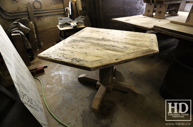 reclaimed wood top, rustic wood furniture, reclaimed wood furniture Ontario, Mennonite furniture, solid wood furniture, custom distressed wood furniture, HD Threshing, Gerald Reinink, hemlock, pine, recycled wood furniture