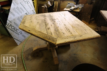 reclaimed wood top, rustic wood furniture, reclaimed wood furniture Ontario, Mennonite furniture, solid wood furniture, custom distressed wood furniture, HD Threshing, Gerald Reinink, hemlock, pine, recycled wood furniture