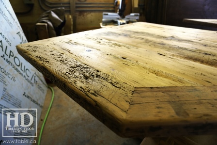 reclaimed wood top, rustic wood furniture, reclaimed wood furniture Ontario, Mennonite furniture, solid wood furniture, custom distressed wood furniture, HD Threshing, Gerald Reinink, hemlock, pine, recycled wood furniture