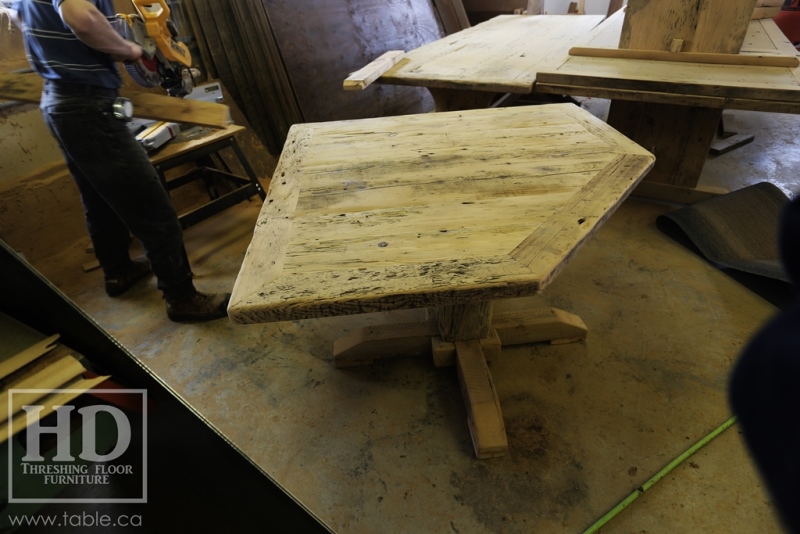 reclaimed wood top, rustic wood furniture, reclaimed wood furniture Ontario, Mennonite furniture, solid wood furniture, custom distressed wood furniture, HD Threshing, Gerald Reinink, hemlock, pine, recycled wood furniture