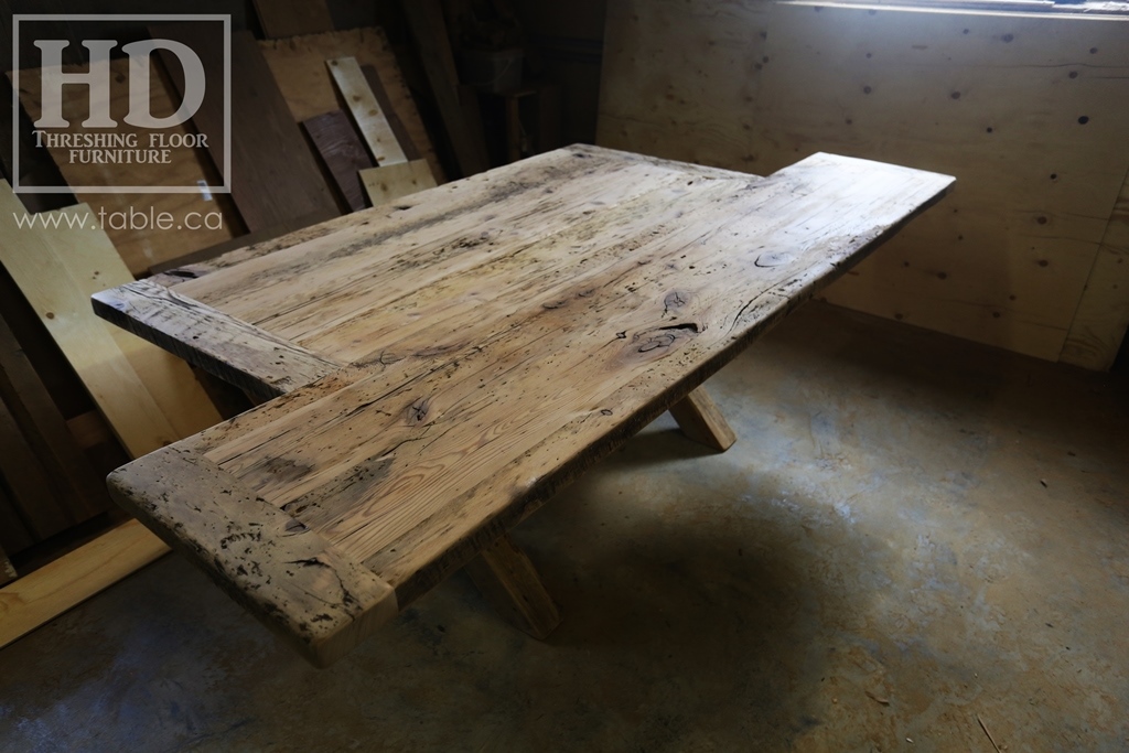 reclaimed wood top, rustic wood furniture, reclaimed wood furniture Ontario, Mennonite furniture, solid wood furniture, custom distressed wood furniture, HD Threshing, Gerald Reinink, hemlock, pine, recycled wood furniture